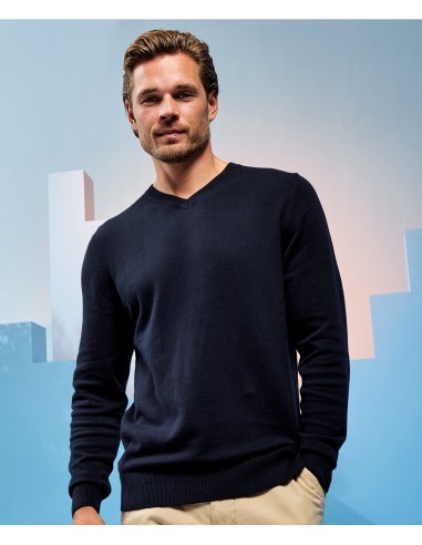A-AQ042-Pull col V homme en coton mélangé
